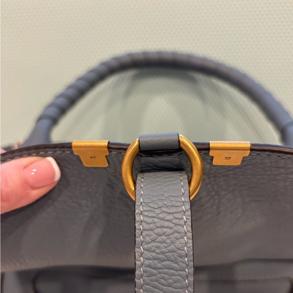 Chloe Marcie Leather Satchel Cloud Blue - Picture 7 of 13